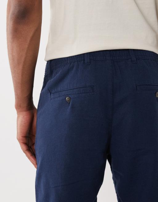 Selected linen blend shorts in navy , 5 of 5