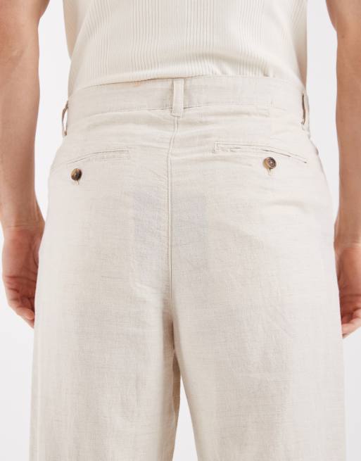 Selected linen blend tapered trousers in beige, 5 of 5