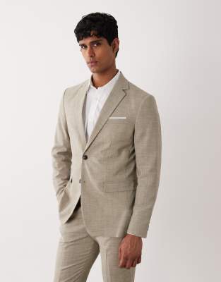Selected Linen Mix Slim Fit Blazer In White