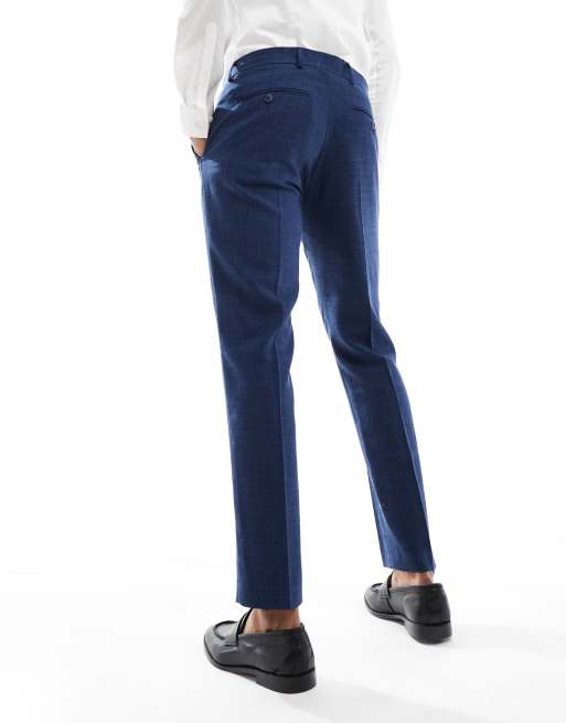 Selected linen mix slim fit suit pants in dark navy | ASOS