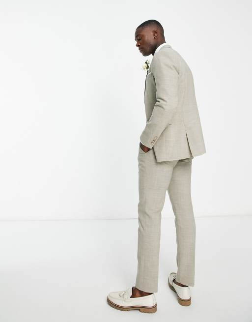 Selected linen mix suit jacket in beige , 2 of 4