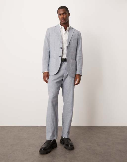 Jacket Blazer Homme Lin Selected Linen Mix Suit Jacket In Blue ASOS