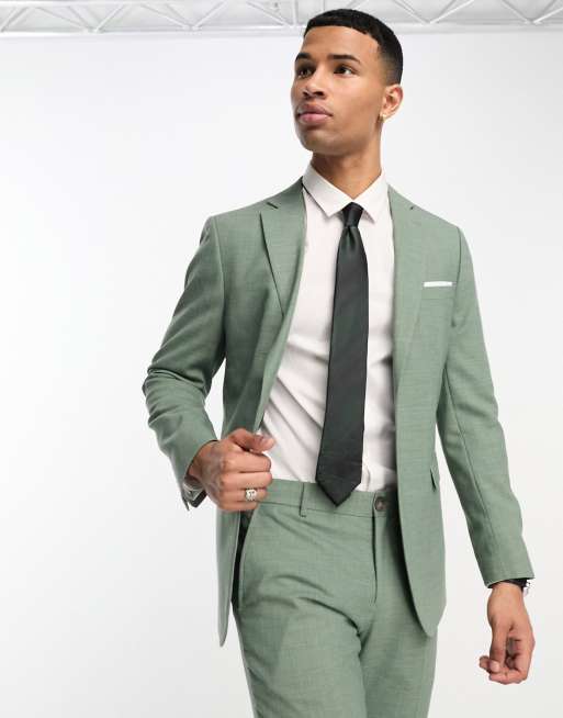 Selected linen mix suit jacket in light green  
