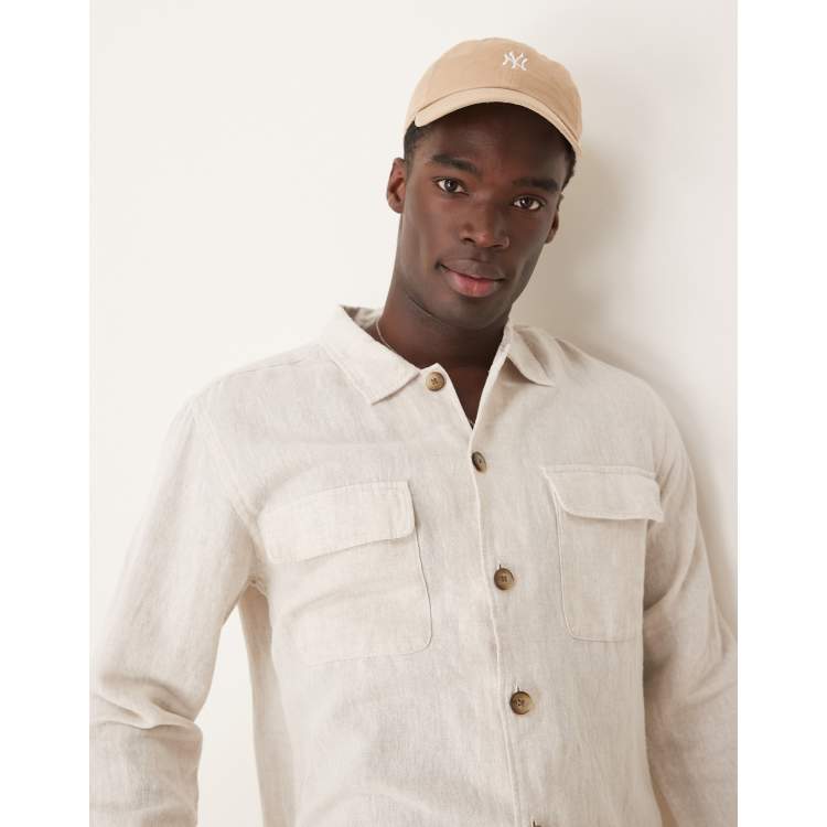 Selected linen overshirt in cream | ASOS