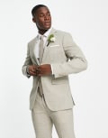 [Selected] Selected linen suit jacket in beige-Neutral 46 Sand