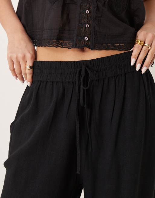 Selected linen trouser in black, 2 of 4