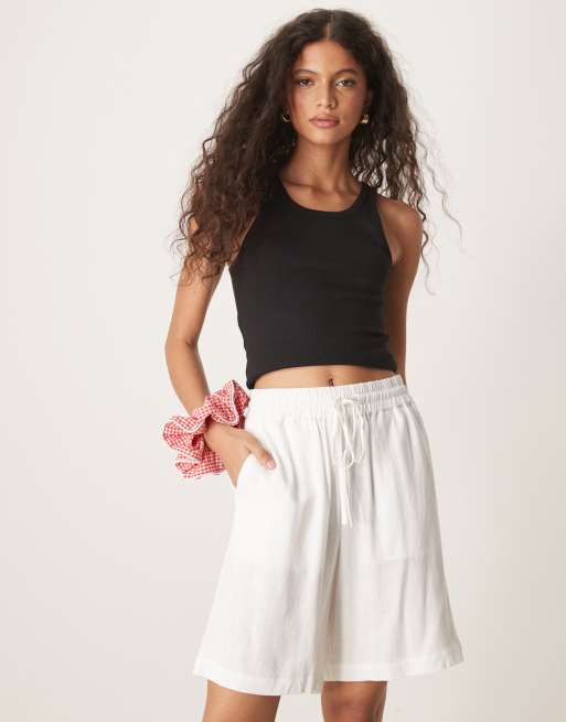 Selected - Linnenmix short in wit, 2 van 5
