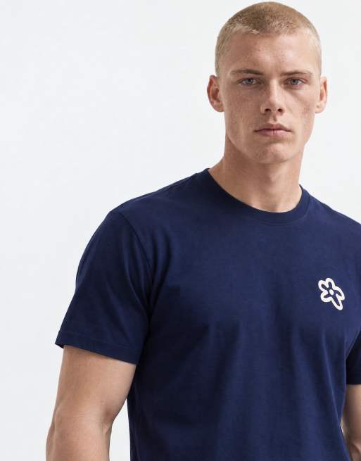 Selected locker geschnittenes T-Shirt mit abstraktem Vasen-Backprint in Marineblau, 7 von 10