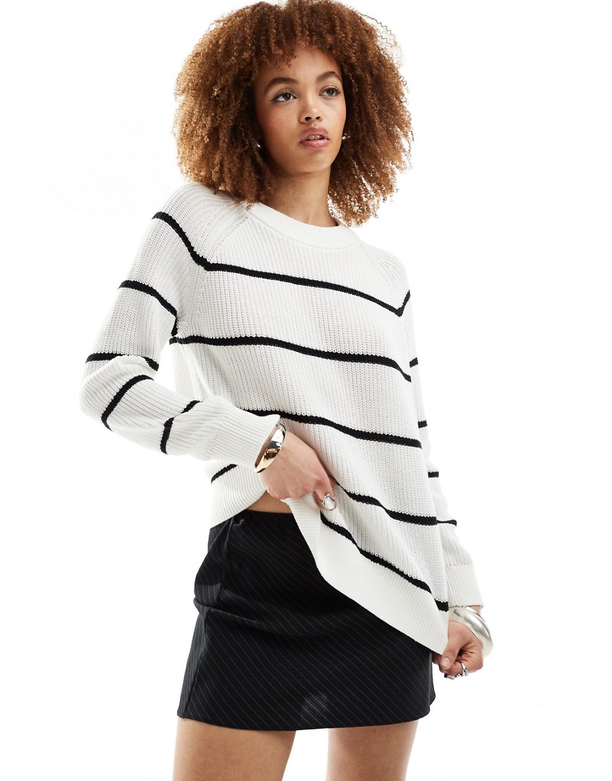 Selected Lola striped knit jumper in white