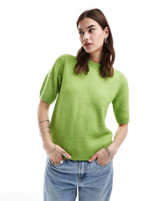 Selected - Lolina - Pull en maille à manches courtes - Vert