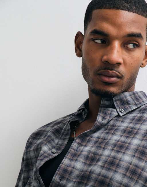 Selected long sleeve check shirt in gray , 2 of 5