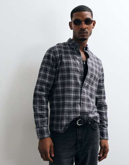 Selected long sleeve check shirt in gray , 5 of 5