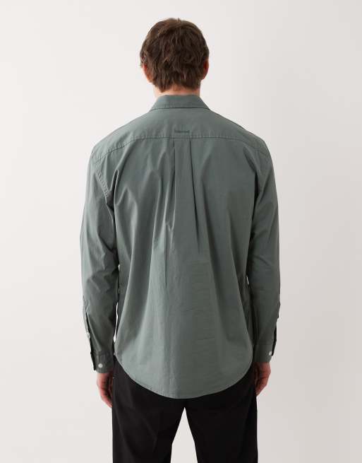 Selected long sleeve poplin shirt in green, 3 of 5