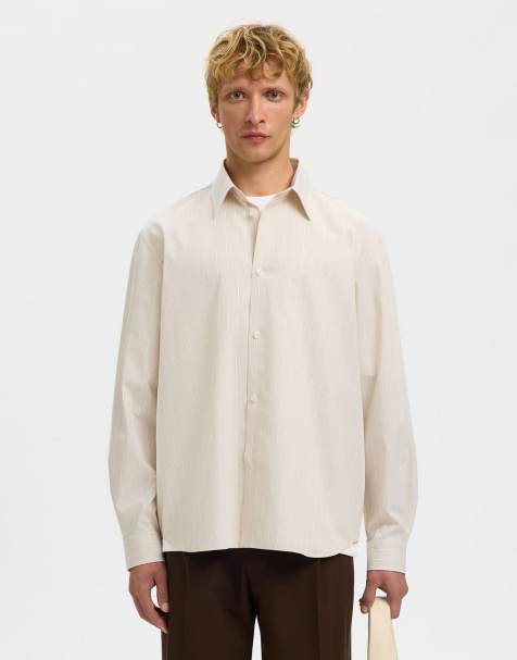 Selected Long sleeved shirt in sand - view 1