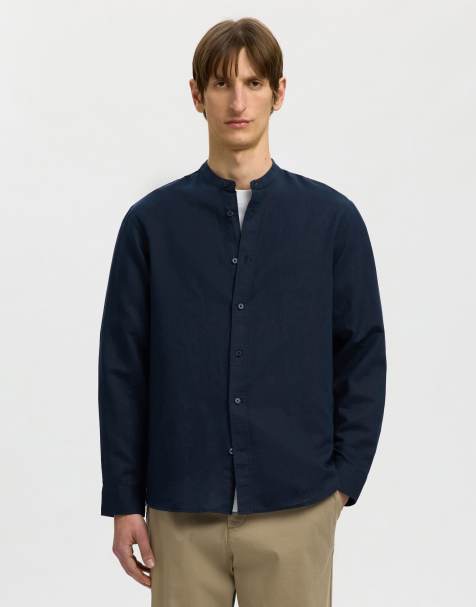 Selected Long sleeved shirt in sky captain - view 1