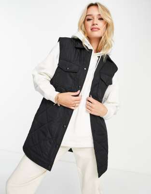 Selected longline quilted vest in black - ASOS Price Checker