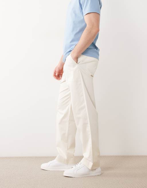 Selected loose chino trousers in cream, 4 of 5