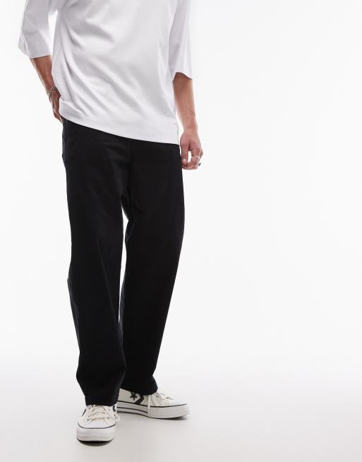 Selected loose fit chino pants in black , 5 of 5