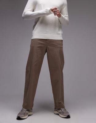 Selected Selected loose fit chino trouser in beige-Neutral