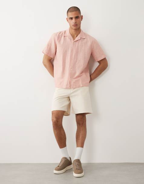 Selected loose fit denim shorts in ecru - view 1