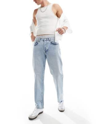 Selected Selected loose fit jeans in light wash-Blue