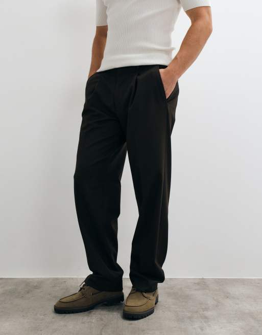 Selected loose fit pants in brown , 3 of 5
