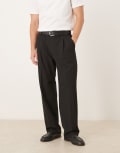 [Selected] Selected loose fit pleated pants in black L Black