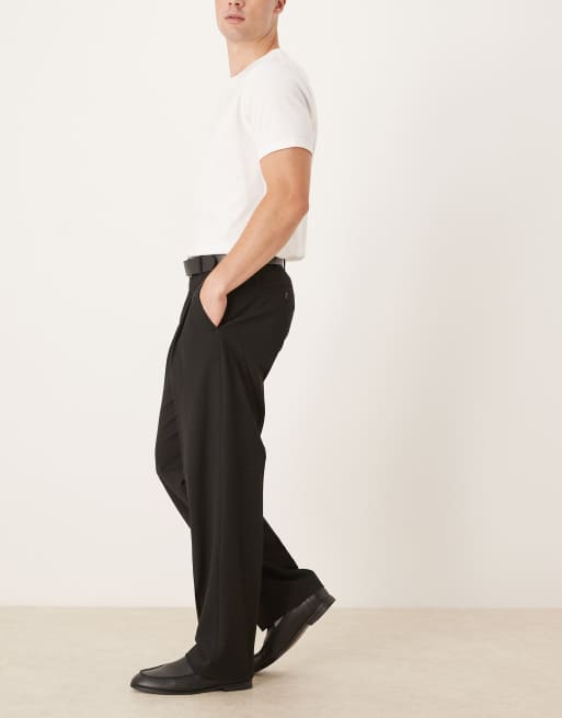 Selected loose fit pleated trouser in black , 3 of 5
