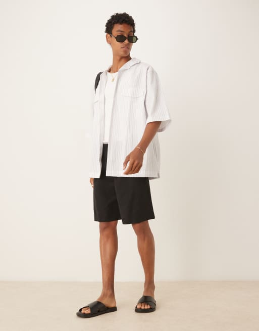 Selected loose fit shorts in black , 2 of 5