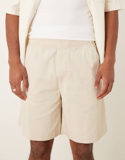 Selected loose fit shorts with elastic waist in beige , 4 of 5