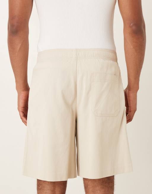 Selected loose fit shorts with elastic waist in beige , 5 of 5