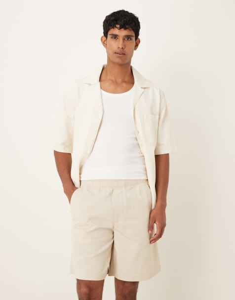 Selected loose fit shorts with elasticated waist in beige - view 1