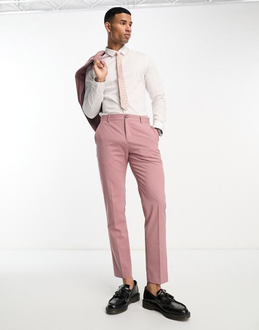 Selected loose fit suit trouser in dusty pink 