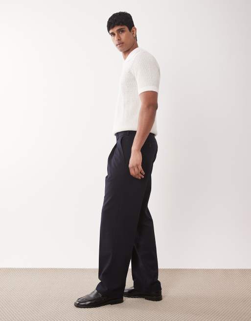 Selected loose trousers in navy , 3 of 5