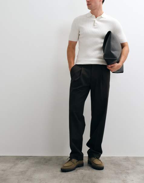 Selected losvallende broek in bruin - view 1