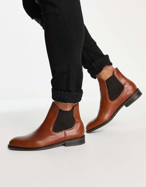 Selected Louis Leather Chelsea Boots Cognac