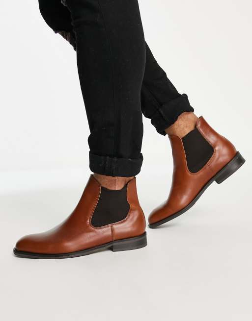 Selected - Louis - Stivaletti Chelsea in pelle color cuoio