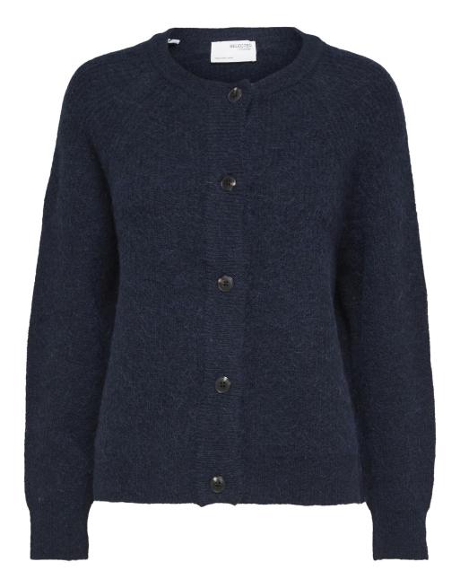 Selected Lulu korte gebreide cardigan van wolmix in blauw, 6 van 6
