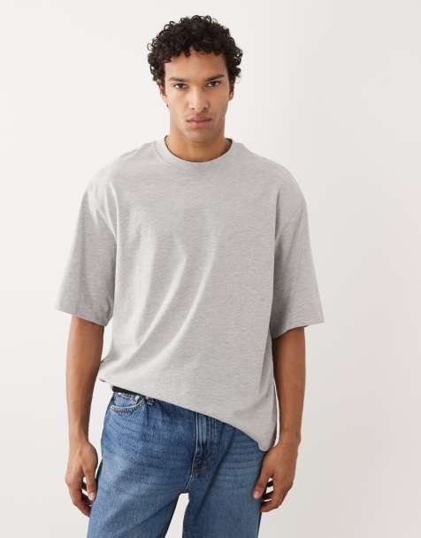 Selected - Lysegrå oversized T-shirt i kraftigt stof på 220 gsm af 100% bomuld - view 1