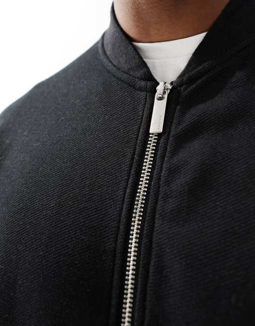Selected - Mack - Sort bomber-jakke i sweatshirt-stof , 2 af 4