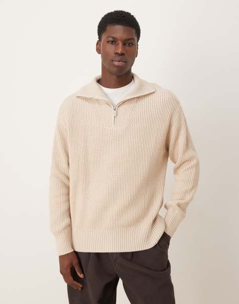 Selected - Maglione color crema con zip corta - view 1