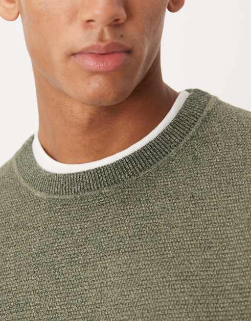 Selected - Maglione con lavorazione a nido d'ape in 100% cotone verde scuro, 5 di 5