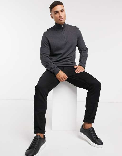 Selected - Maglione grigio scuro con zip corta, 4 di 4