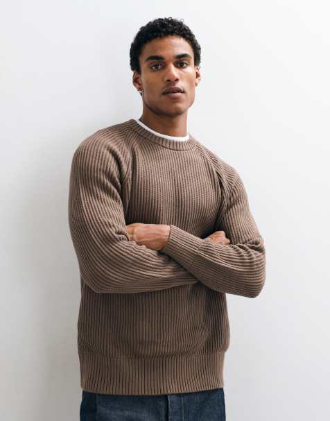 Selected - Maglione marrone a coste inglesi - view 1