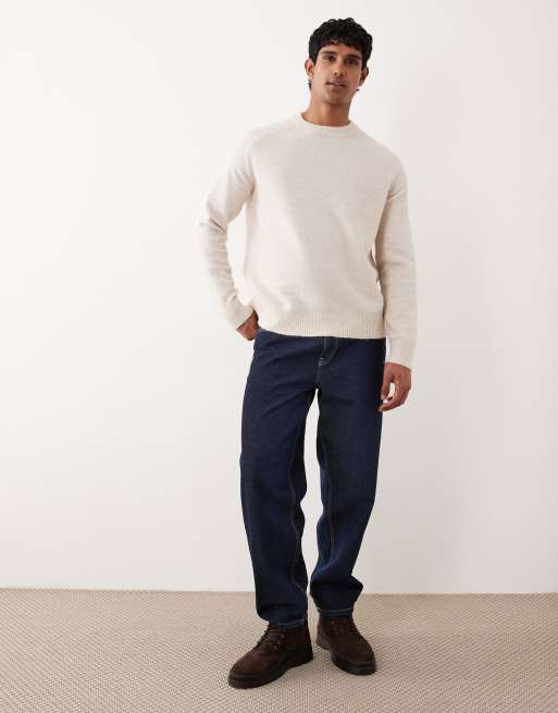 Selected - Maglione squadrato color crema in misto lana d'alpaca, 2 di 5