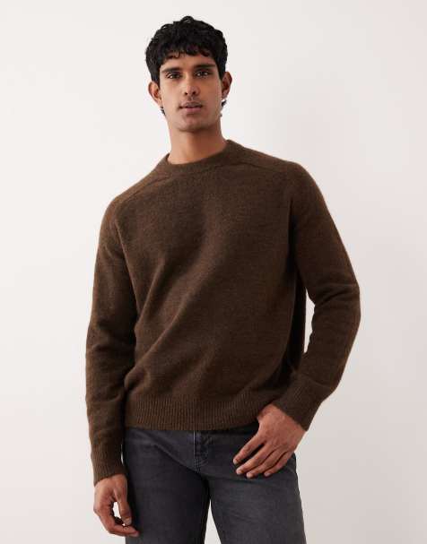 Selected - Maglione squadrato marrone in misto lana d'alpaca - view 1