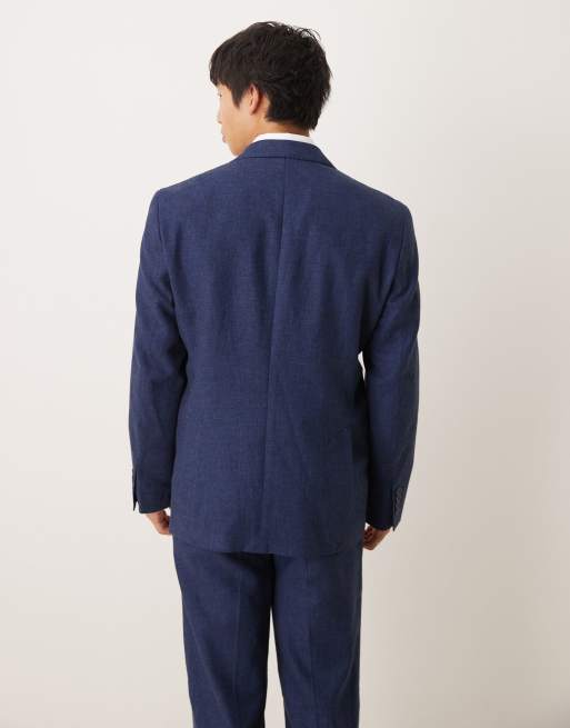 Selected - Malik - Blazer blu navy vestibilità classica in misto lino , 4 di 5