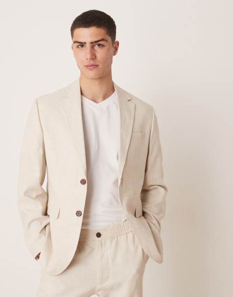 Selected - Malik - Blazer in lino color crema - view 1