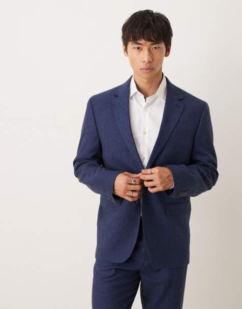 Selected - Malik - Blazer standard en lin mélangé - Bleu marine - view 1