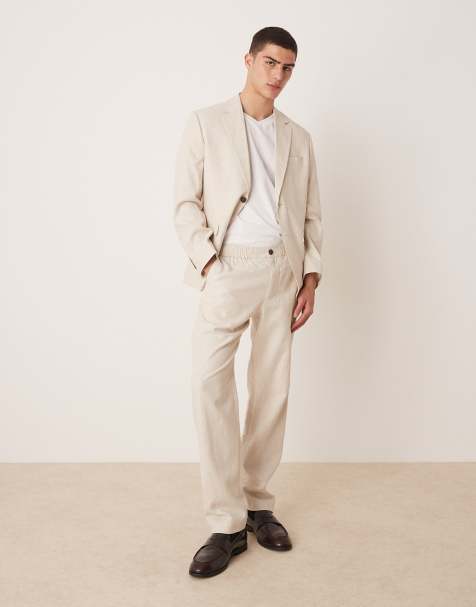 Selected – Malik – Kremowe spodnie o regularnym kroju z mieszanki lnu - view 1